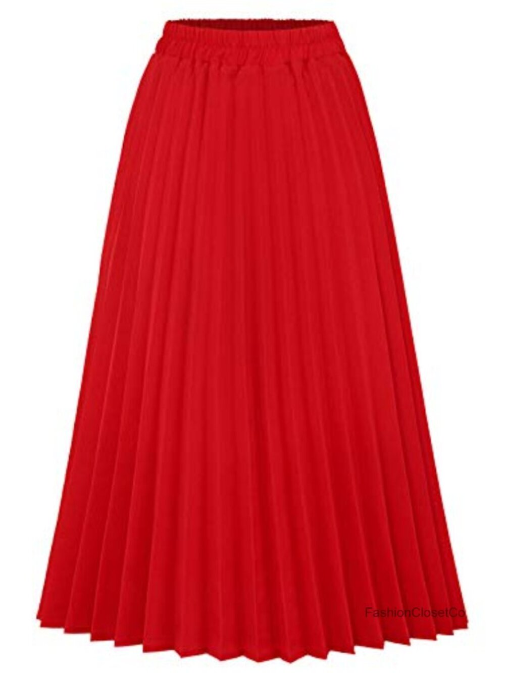 High Waisted Elastic Pleated Midi Skirt Flowy A-Line Leopard Print